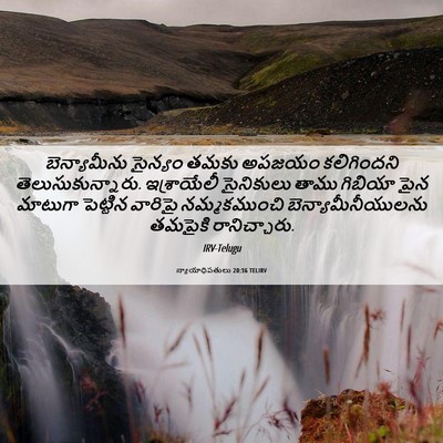 Picture 06 - న్యాయాధిపతులు 20:36 TELIRV - బెన్యామీను సైన్యం - Bible Verse Picture