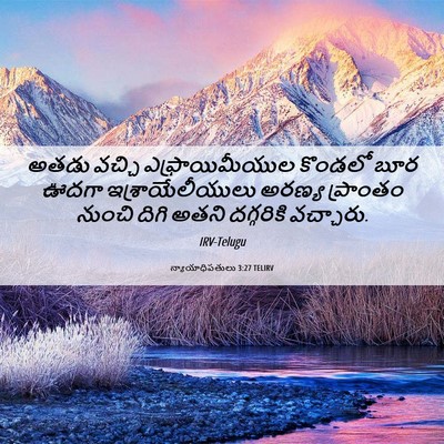Picture 06 - న్యాయాధిపతులు 3:27 TELIRV - అతడు వచ్చి - Bible Verse Picture
