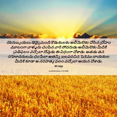 Picture 06 - న్యాయాధిపతులు 9:24 TELIRV - యెరుబ్బయలు - Bible Verse Picture