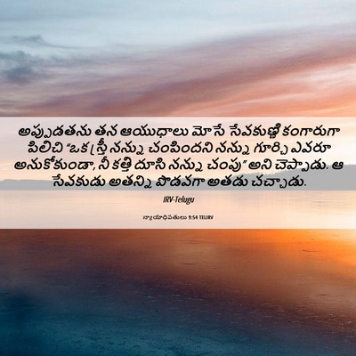 Picture 06 - న్యాయాధిపతులు 9:54 TELIRV - అప్పుడతను తన - Bible Verse Picture