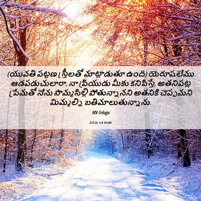 Picture 06 - పరమ 5:8 TELIRV - (యువతి పట్టణ - Bible Verse Picture