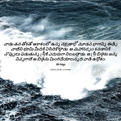 Picture 06 - ప్రకటన గ్రంథం 12:4 TELIRV - వాడు తన తోకతో - Bible Verse Picture