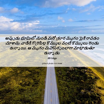 Picture 06 - ప్రకటన గ్రంథం 13:11 TELIRV - అప్పుడు భూమిలో - Bible Verse Picture