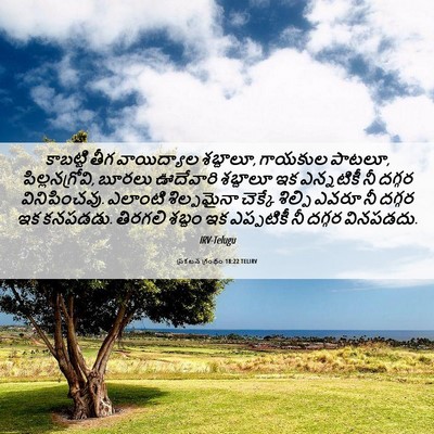 Picture 06 - ప్రకటన గ్రంథం 18:22 TELIRV - కాబట్టి తీగ - Bible Verse Picture