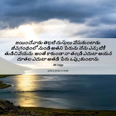 Picture 06 - ప్రకటన గ్రంథం 3:5 TELIRV - జయించేవాడు - Bible Verse Picture