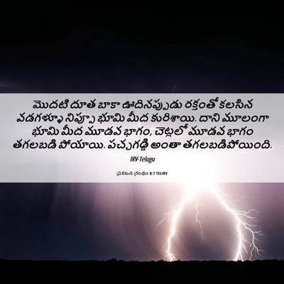 Picture 06 - ప్రకటన గ్రంథం 8:7 TELIRV - మొదటి దూత బాకా - Bible Verse Picture