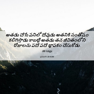 Picture 06 - ప్రసంగి 5:20 TELIRV - అతడు చేసే పనిలో - Bible Verse Picture