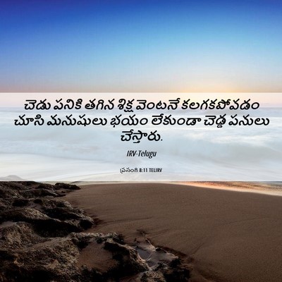 Picture 06 - ప్రసంగి 8:11 TELIRV - చెడు పనికి తగిన - Bible Verse Picture