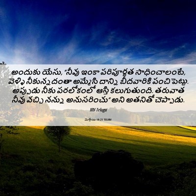 Picture 06 - మత్తయి 19:21 TELIRV - అందుకు యేసు, “నీవు - Bible Verse Picture