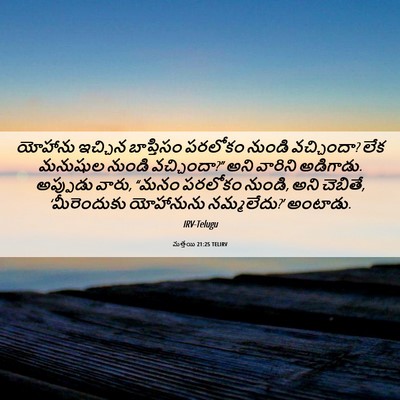 Picture 06 - మత్తయి 21:25 TELIRV - యోహాను ఇచ్చిన - Bible Verse Picture