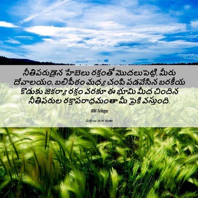 Picture 06 - మత్తయి 23:35 TELIRV - నీతిపరుడైన హేబెలు - Bible Verse Picture
