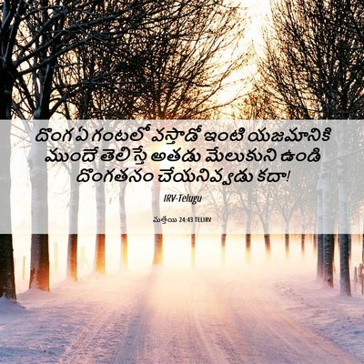 Picture 06 - మత్తయి 24:43 TELIRV - దొంగ ఏ గంటలో - Bible Verse Picture
