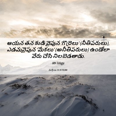 Picture 06 - మత్తయి 25:33 TELIRV - ఆయన తన కుడి వైపున - Bible Verse Picture