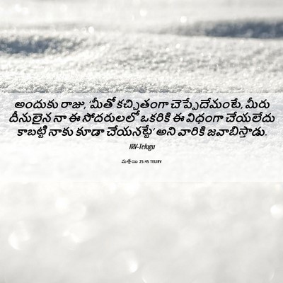 Picture 06 - మత్తయి 25:45 TELIRV - అందుకు రాజు, ‘మీతో - Bible Verse Picture