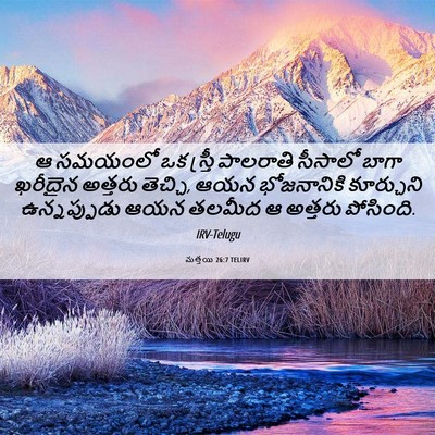 Picture 06 - మత్తయి 26:7 TELIRV - ఆ సమయంలో ఒక స్త్రీ - Bible Verse Picture