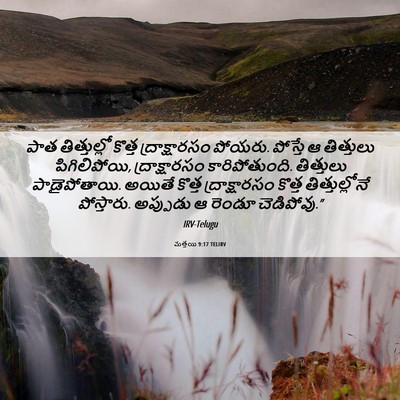 Picture 06 - మత్తయి 9:17 TELIRV - పాత తిత్తుల్లో - Bible Verse Picture