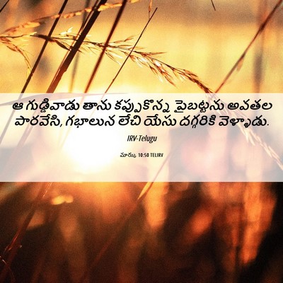 Picture 06 - మార్కు 10:50 TELIRV - ఆ గుడ్డివాడు తాను - Bible Verse Picture
