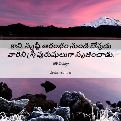 Picture 06 - మార్కు 10:6 TELIRV - కాని, సృష్టి ఆరంభం - Bible Verse Picture