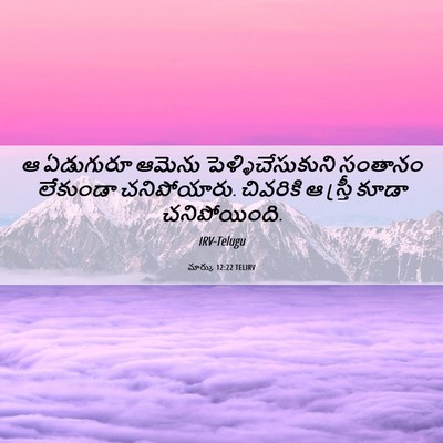 Picture 06 - మార్కు 12:22 TELIRV - ఆ ఏడుగురూ ఆమెను - Bible Verse Picture