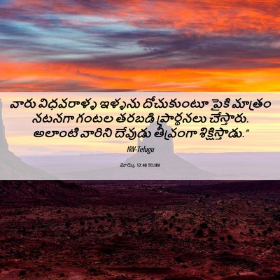 Picture 06 - మార్కు 12:40 TELIRV - వారు విధవరాళ్ళ - Bible Verse Picture