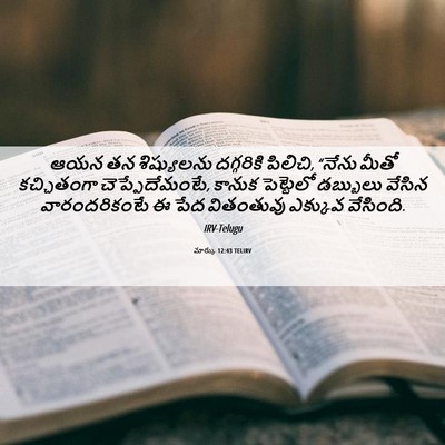 Picture 06 - మార్కు 12:43 TELIRV - ఆయన తన శిష్యులను - Bible Verse Picture