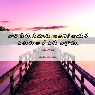 Picture 06 - మార్కు 3:16 TELIRV - వారి పేర్లు, - Bible Verse Picture