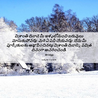 Picture 06 - యిర్మీయా 17:22 TELIRV - విశ్రాంతి దినాన - Bible Verse Picture
