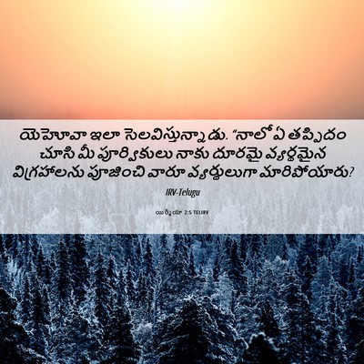 Picture 06 - యిర్మీయా 2:5 TELIRV - యెహోవా ఇలా - Bible Verse Picture