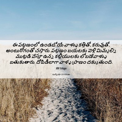 Picture 06 - యిర్మీయా 21:9 TELIRV - ఈ పట్టణంలో - Bible Verse Picture
