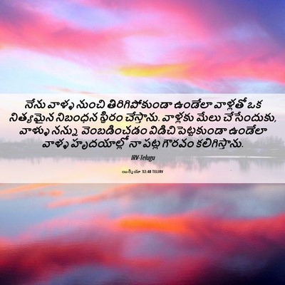 Picture 06 - యిర్మీయా 32:40 TELIRV - నేను వాళ్ళ నుంచి - Bible Verse Picture