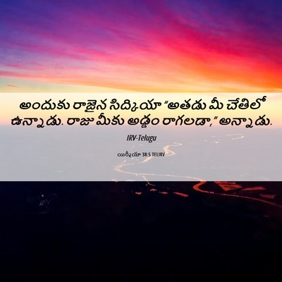 Picture 06 - యిర్మీయా 38:5 TELIRV - అందుకు రాజైన - Bible Verse Picture