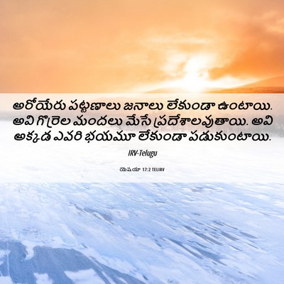 Picture 06 - యెషయా 17:2 TELIRV - అరోయేరు పట్టణాలు - Bible Verse Picture