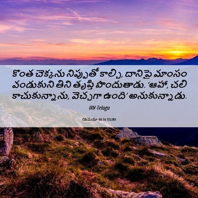 Picture 06 - యెషయా 44:16 TELIRV - కొంత చెక్కను - Bible Verse Picture