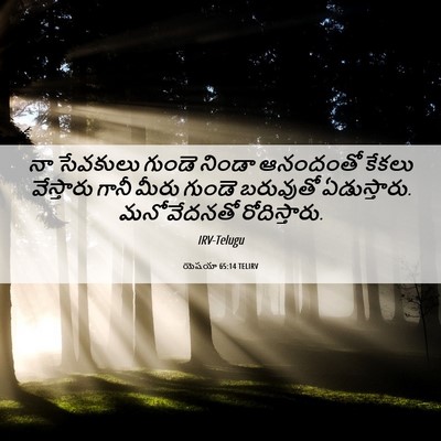 Picture 06 - యెషయా 65:14 TELIRV - నా సేవకులు గుండె - Bible Verse Picture