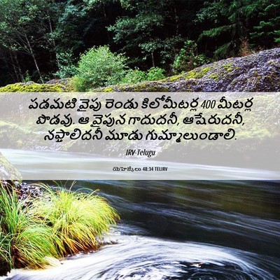 Picture 06 - యెహెజ్కేలు 48:34 TELIRV - పడమటి వైపు రెండు - Bible Verse Picture