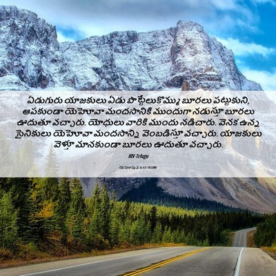 Picture 06 - యెహోషువ 6:13 TELIRV - ఏడుగురు యాజకులు - Bible Verse Picture