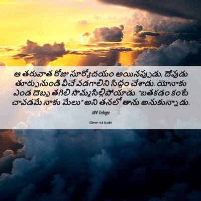 Picture 06 - యోనా 4:8 TELIRV - ఆ తరువాత రోజు - Bible Verse Picture