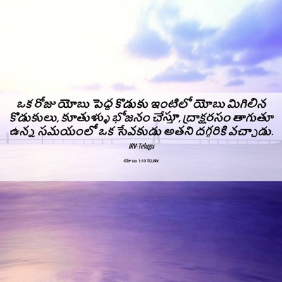 Picture 06 - యోబు 1:13 TELIRV - ఒక రోజు యోబు పెద్ద - Bible Verse Picture