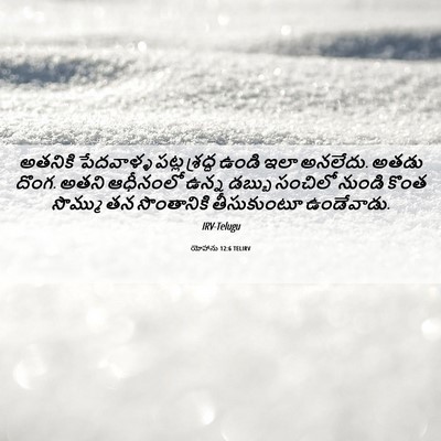 Picture 06 - యోహాను 12:6 TELIRV - అతనికి పేదవాళ్ళ - Bible Verse Picture