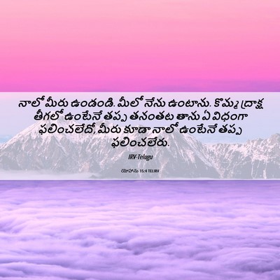 Picture 06 - యోహాను 15:4 TELIRV - నాలో మీరు ఉండండి. - Bible Verse Picture