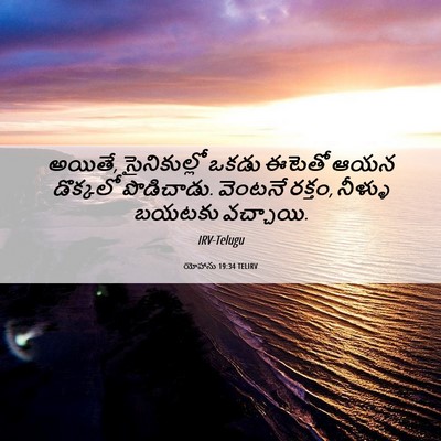 Picture 06 - యోహాను 19:34 TELIRV - అయితే, సైనికుల్లో - Bible Verse Picture