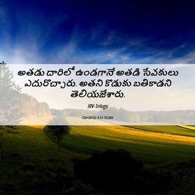 Picture 06 - యోహాను 4:51 TELIRV - అతడు దారిలో - Bible Verse Picture
