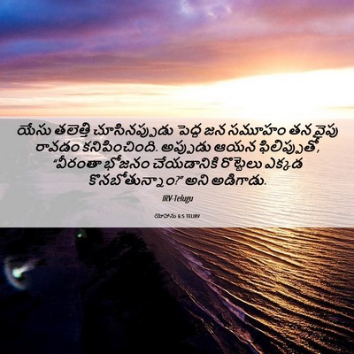 Picture 06 - యోహాను 6:5 TELIRV - యేసు తలెత్తి - Bible Verse Picture