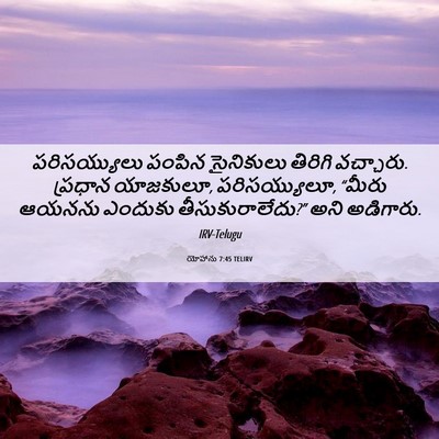 Picture 06 - యోహాను 7:45 TELIRV - పరిసయ్యులు పంపిన - Bible Verse Picture