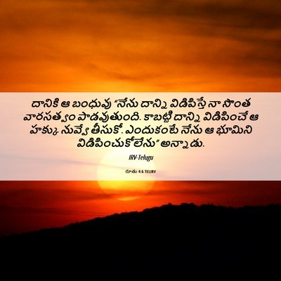 Picture 06 - రూతు 4:6 TELIRV - దానికి ఆ బంధువు - Bible Verse Picture