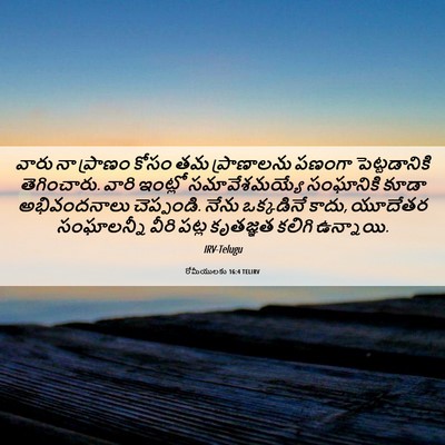 Picture 06 - రోమీయులకు 16:4 TELIRV - వారు నా ప్రాణం - Bible Verse Picture