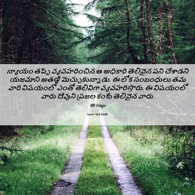 Picture 06 - లూకా 16:8 TELIRV - న్యాయం తప్పి - Bible Verse Picture