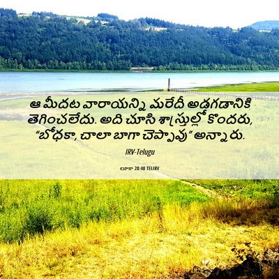 Picture 06 - లూకా 20:40 TELIRV - ఆ మీదట వారాయన్ని - Bible Verse Picture