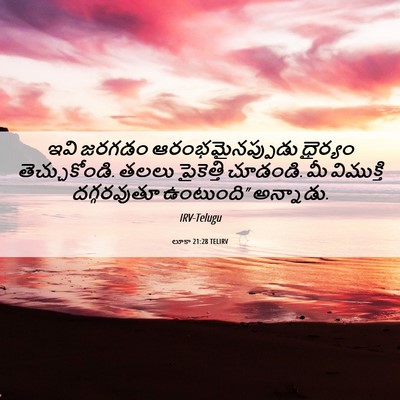 Picture 06 - లూకా 21:28 TELIRV - ఇవి జరగడం - Bible Verse Picture