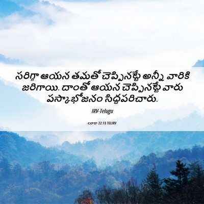 Picture 06 - లూకా 22:13 TELIRV - సరిగ్గా ఆయన తమతో - Bible Verse Picture
